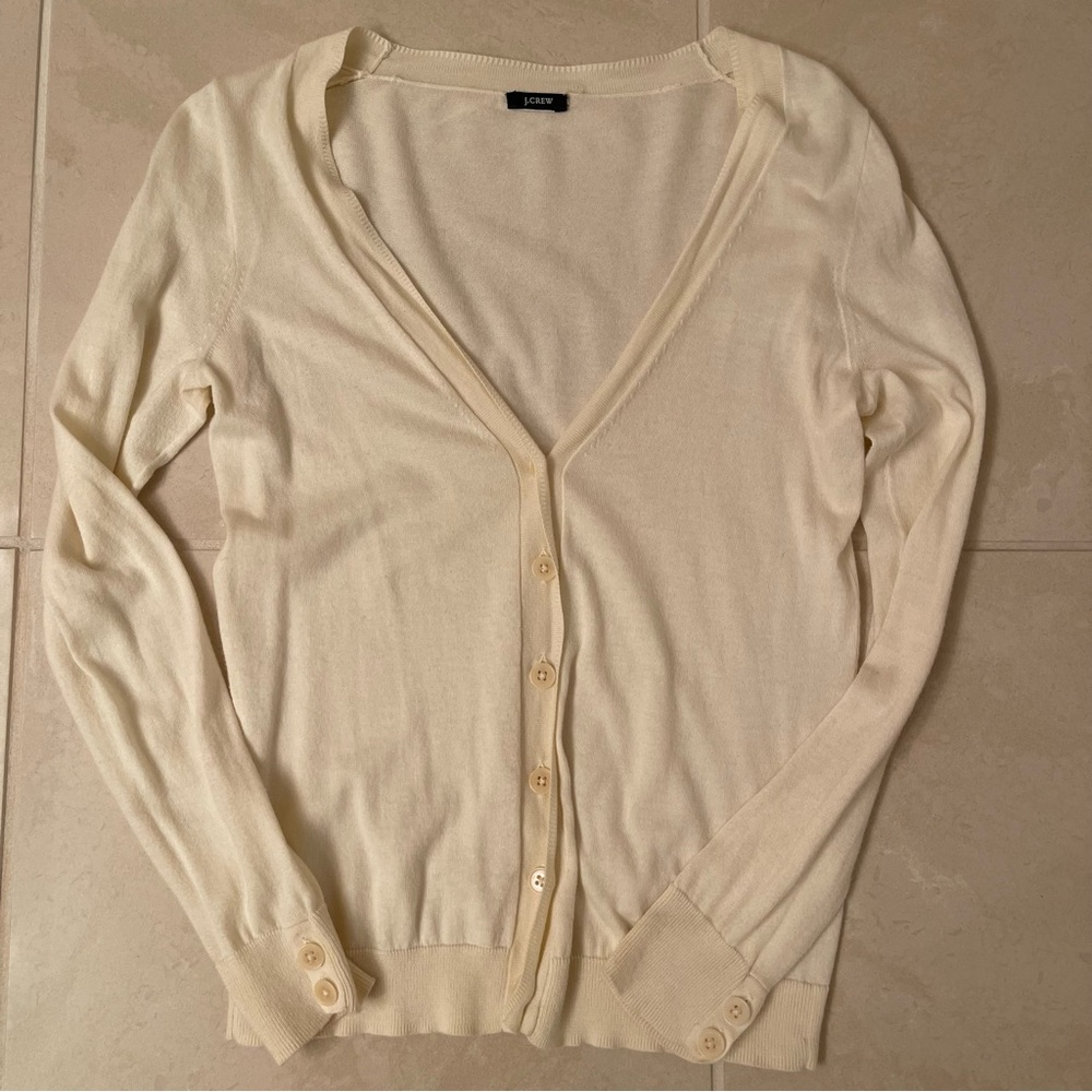 J. Crew Featherlight Thin Cardigan 100% Cotton Size Small